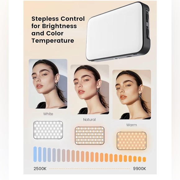 Selfie Light with Soft Diffuser & Built-in Stand 96 LED Rechargeable Clip Light - Picture 2 of 12